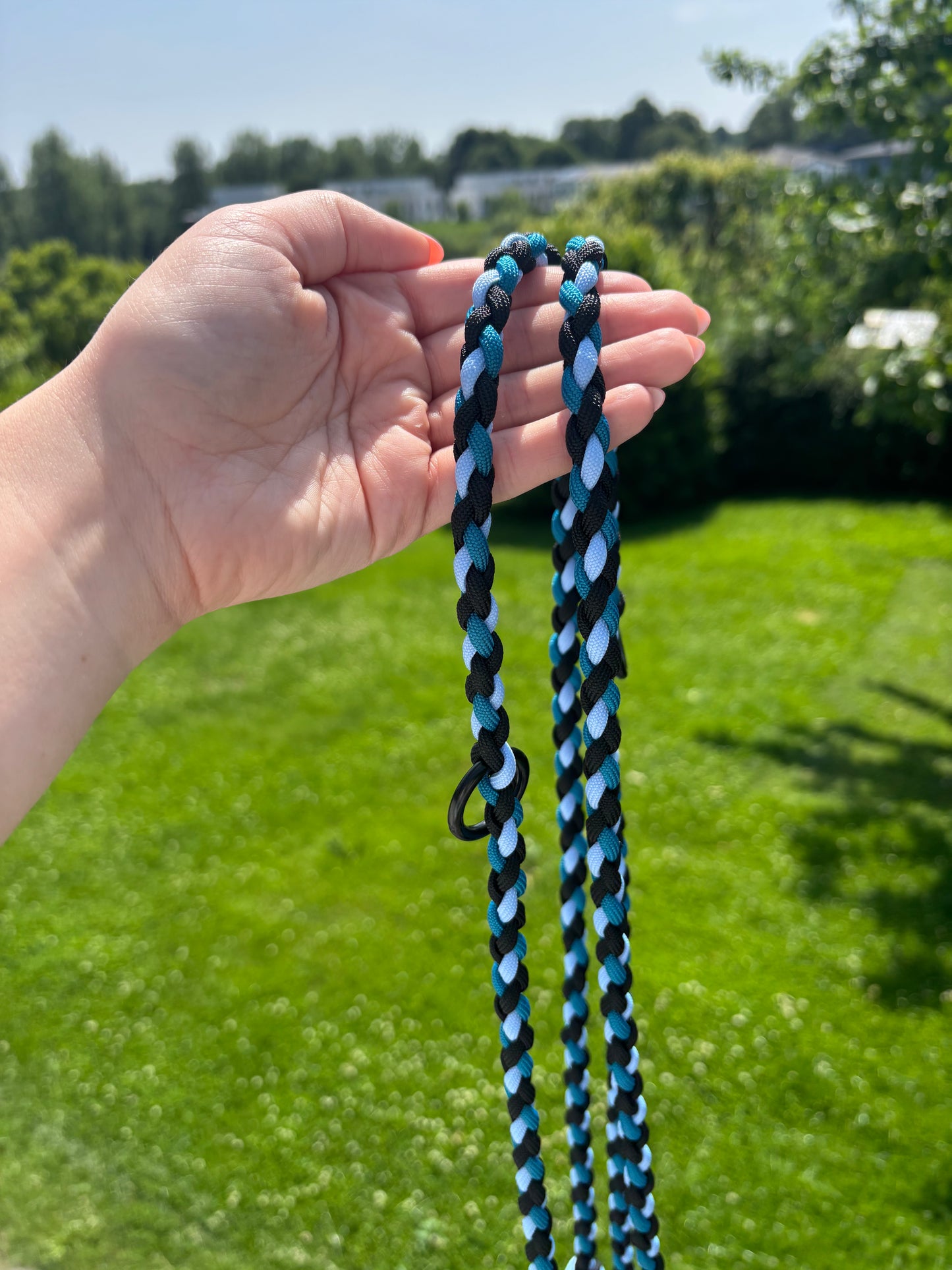 Leine in blau, schwarz und türkis