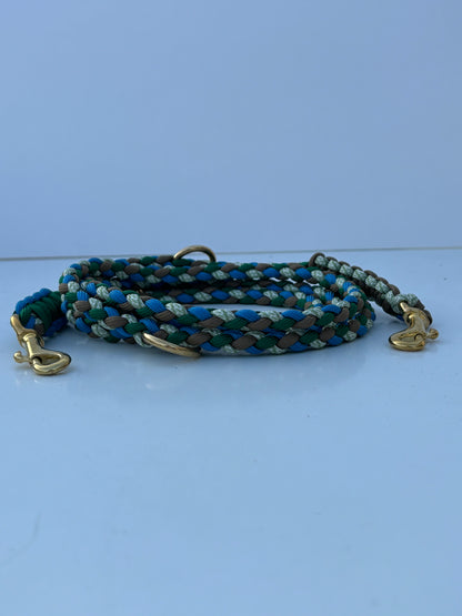 Hundeleine in blau, braun und grün