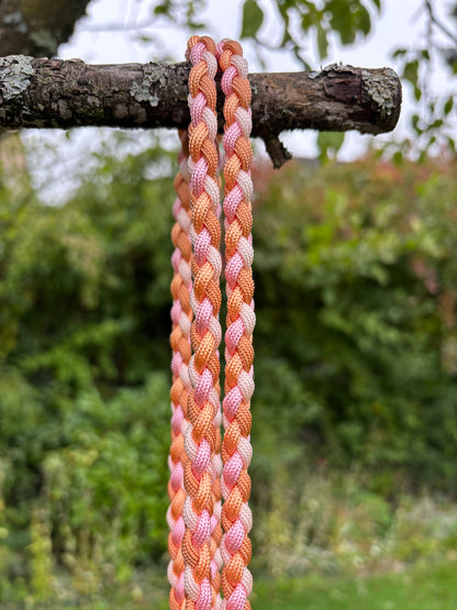 Hundeleine in orange, weiß, rosa und Kupfer
