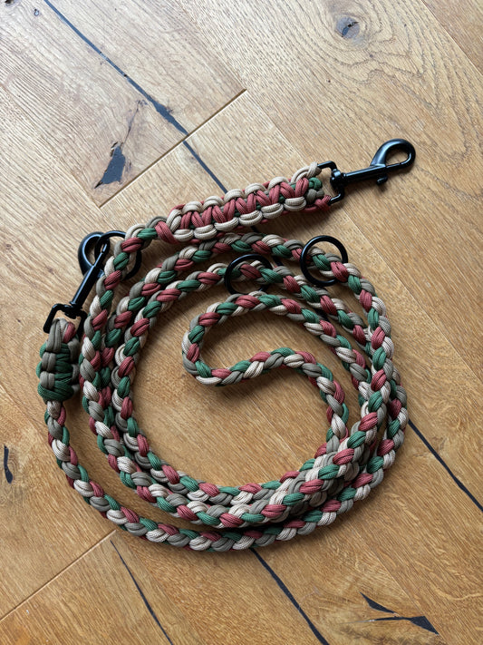 Leine aus Paracord in Beige, Braun, Grün &amp; Kupfer