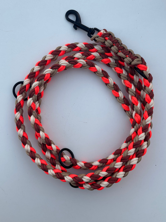 Leine in Kupfer, orange, creme und braun